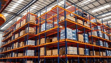 Heavy duty pallet racking system in a spacious warehouse