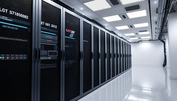 A sleek IT server rack in a modern data center