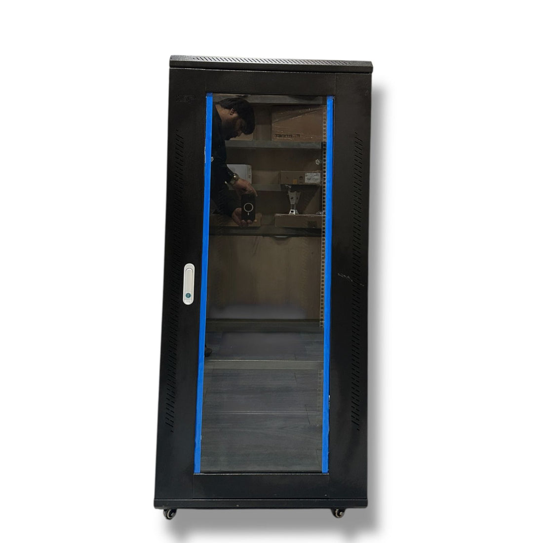 22U Free Standing Server Rack Cabinet with a clear door and rugged design for secure server storage