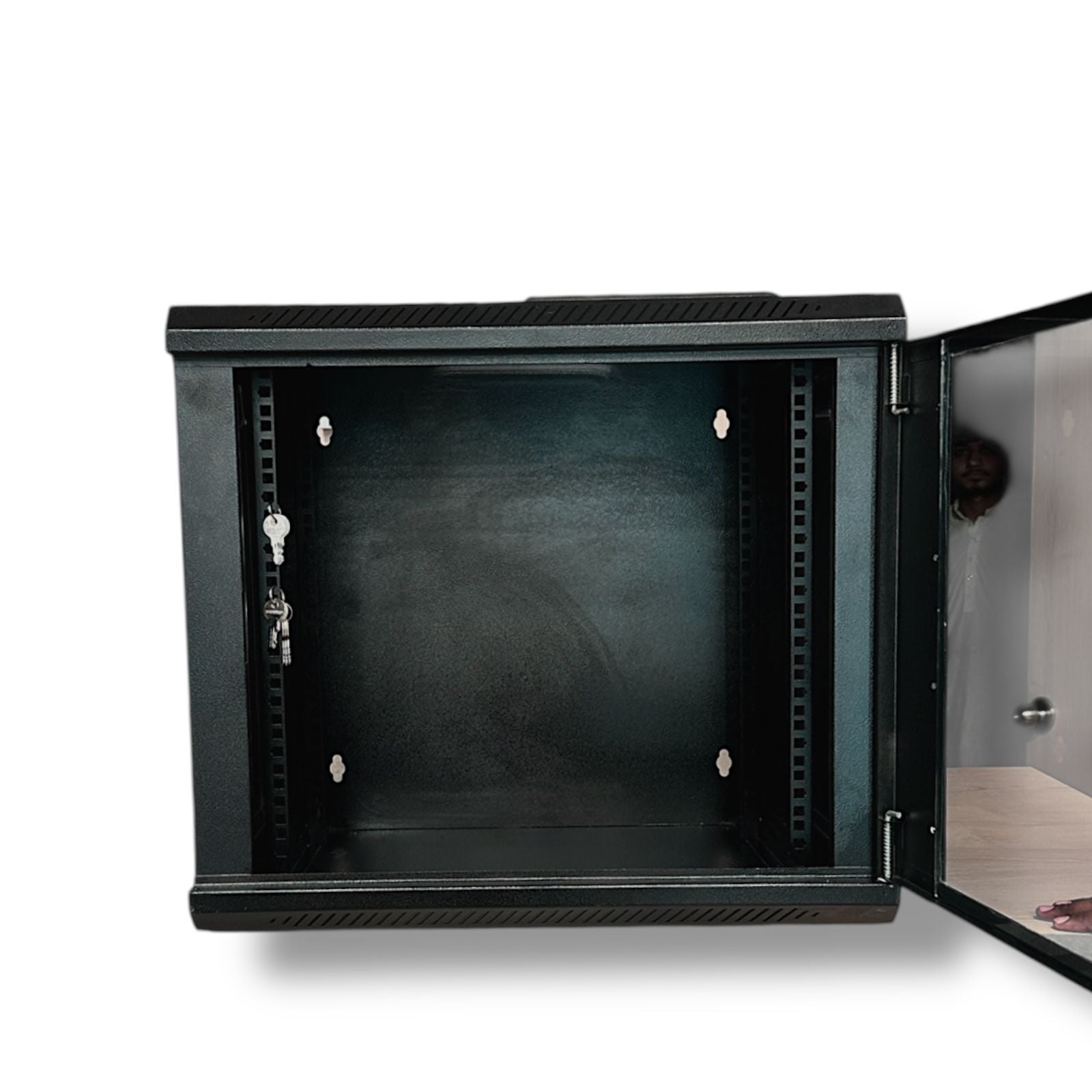 9U Wall Mount Server Rack Cabinet with a secure locking mechanism and ample space for equipment