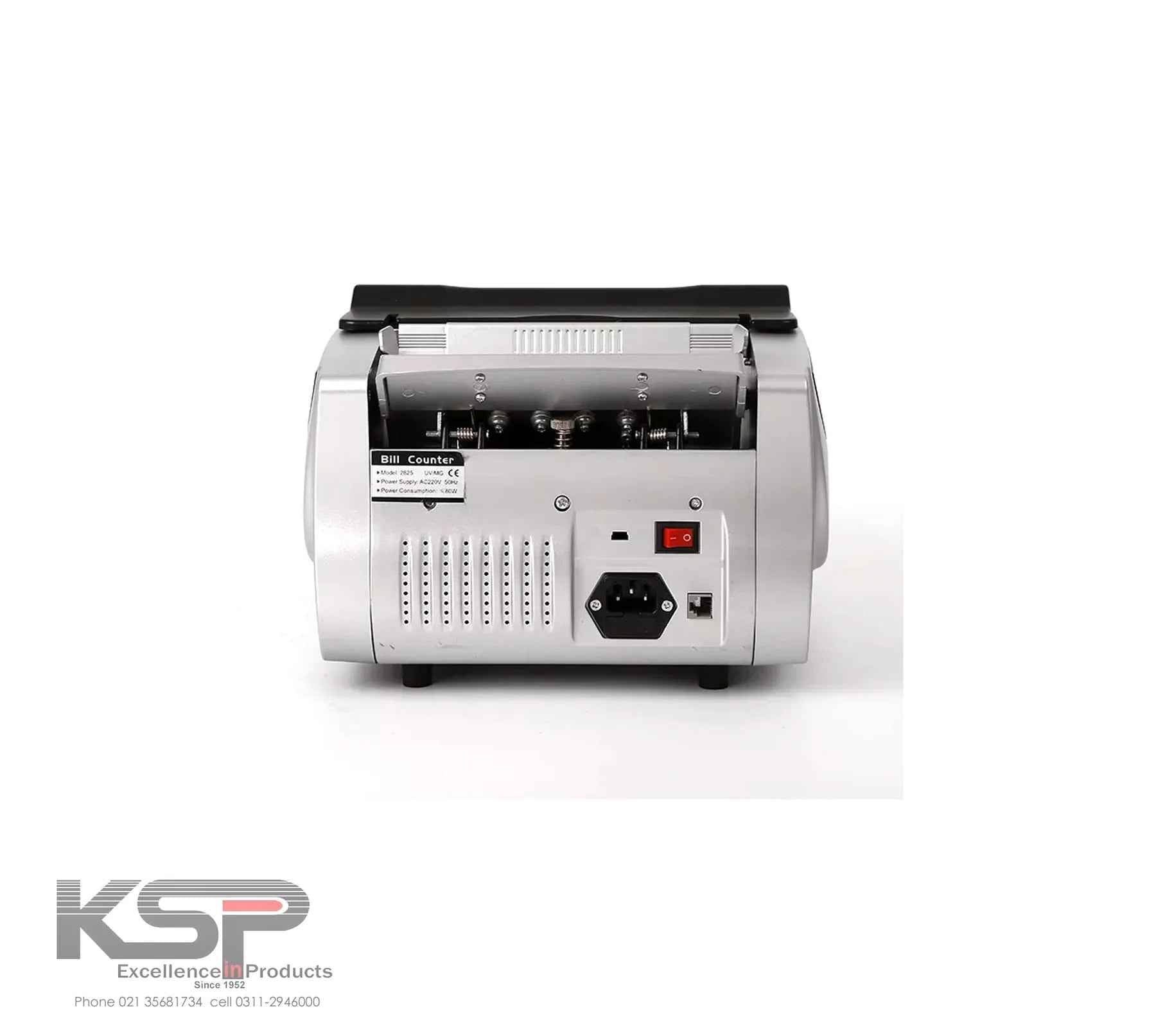 KSP Cash Counting Machine with biometric keypad in silver color for efficient currency counting