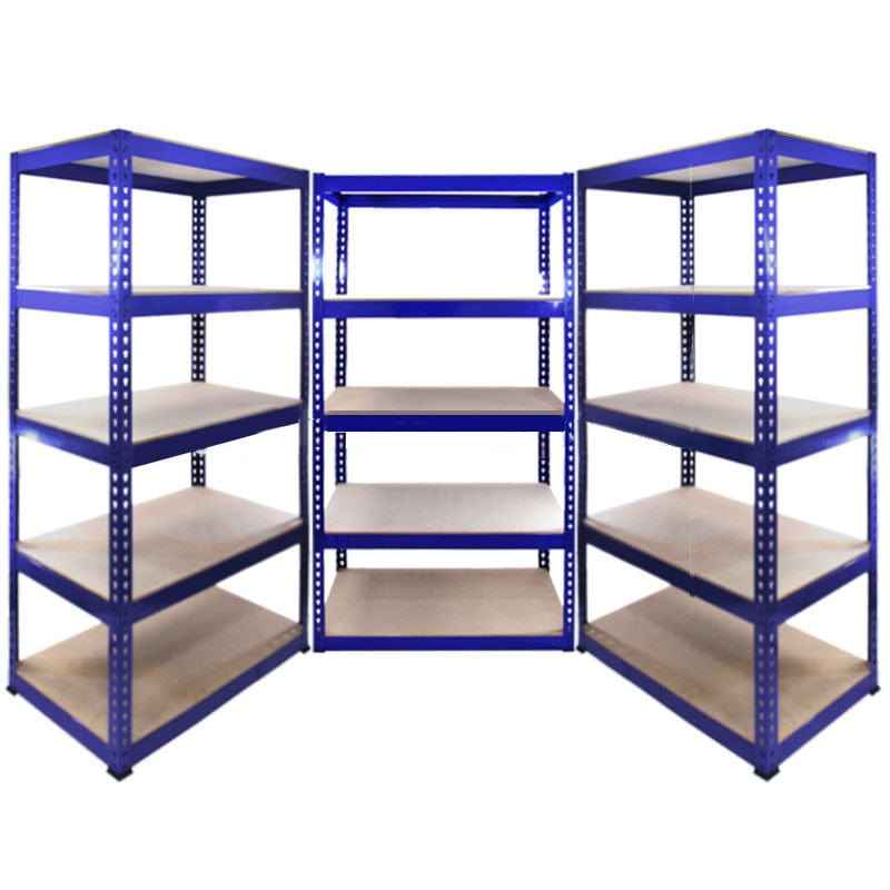 KSPSafeVault blue metal shelving with wooden shelves perfect to buy light duty racks online