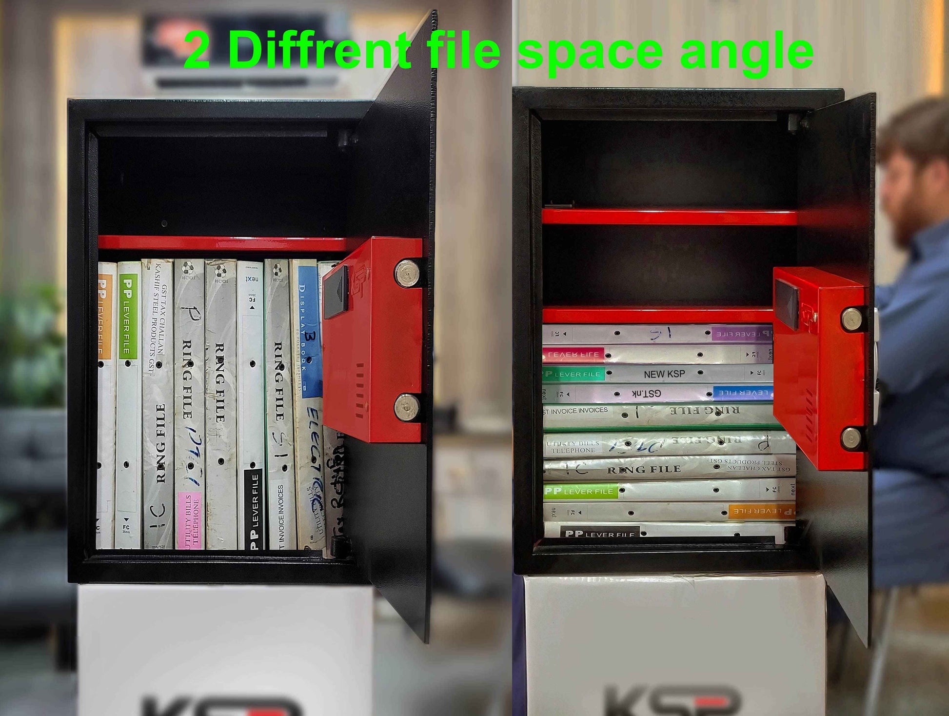 KSP Safe&Vault Digital Locker EM-50 security safe with open door showing file storage space
