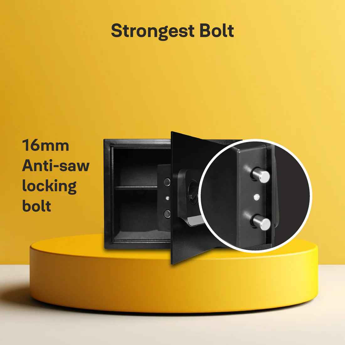 Digital Safe Black Crinkle Fingerprint featuring a 16mm anti-saw locking bolt for enhanced security