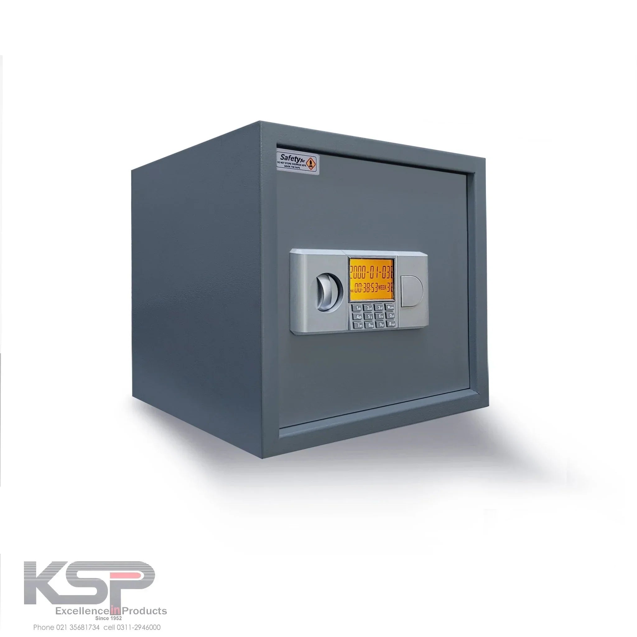 Digital safe locker with electronic keypad and secure steel construction, designed for home or office use.
