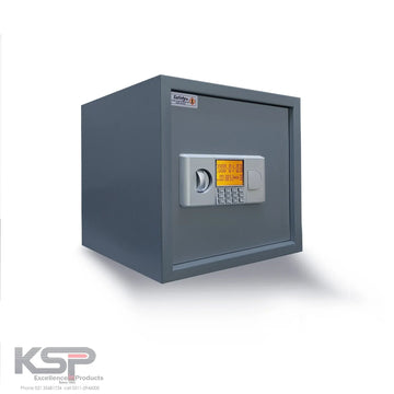 Digital safe locker with electronic keypad and secure steel construction, designed for home or office use.