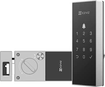 EZVIZ DL03 Smart Door Lock with Biometric Keypad in Sleek Silver and Black Design