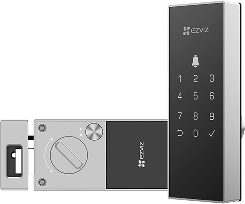 EZVIZ DL03 Smart Door Lock with Biometric Keypad in Sleek Silver and Black Design