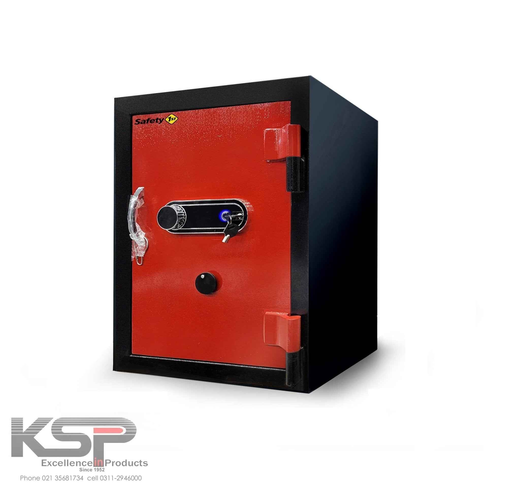 KSP Bio-Metric Safe FRB-24 compact black safe with red door biometric keypad and key override