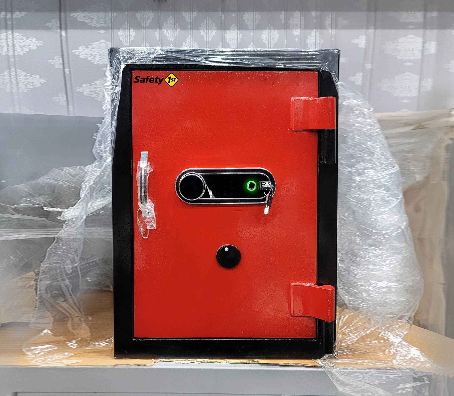 KSP Bio-Metric Safe FRB-24 red and black security safe with fingerprint scanner and key override