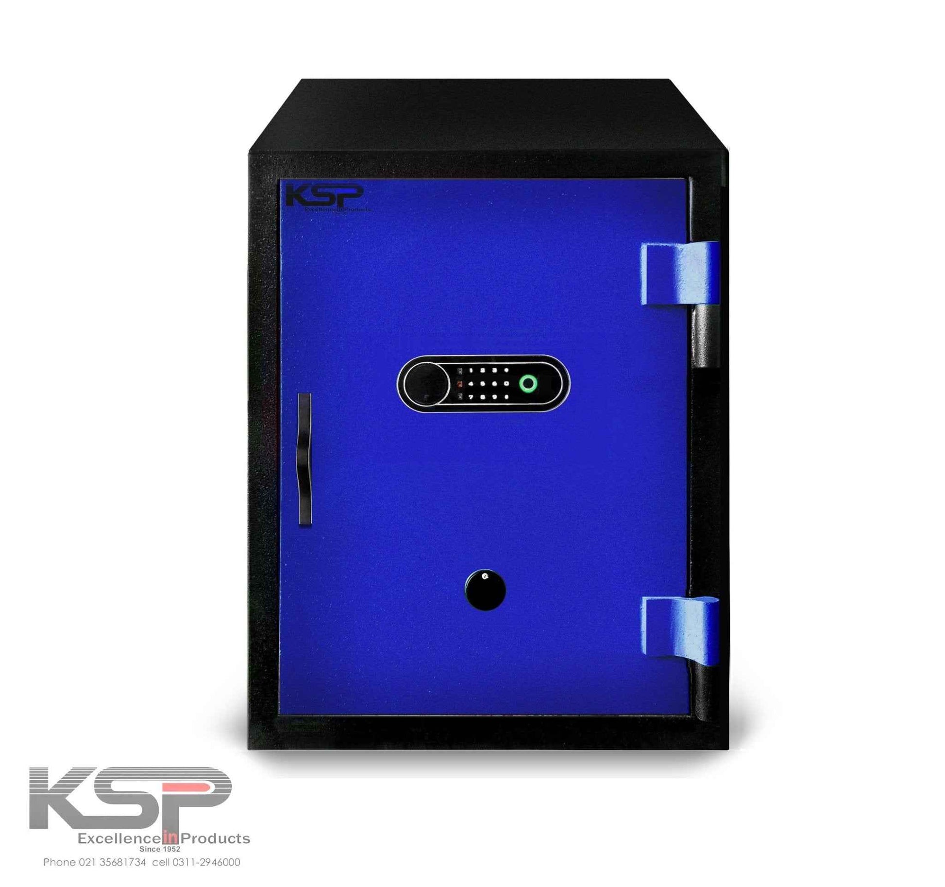 KSPSafe and Vault Bio-Metric Safe FRB-28 blue front panel with fingerprint keypad and black frame