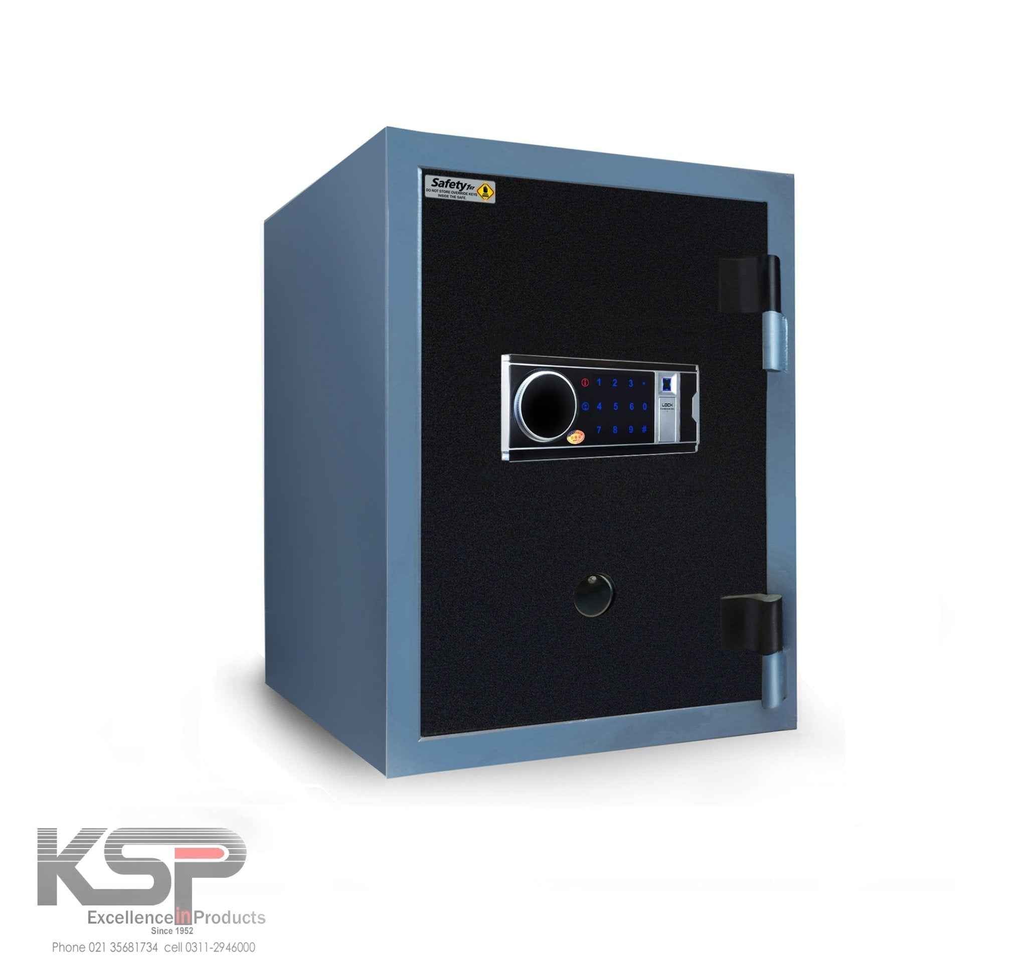 KSPSafe Vault compact black and blue security safe with digital keypad and fingerprint reader Bio-Metric Safe FRB-N24