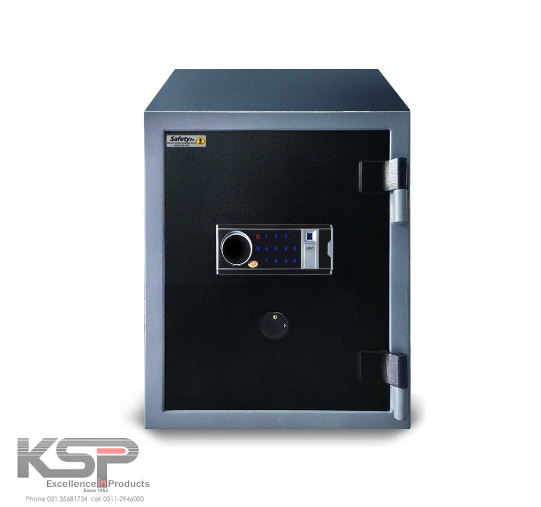 KSPSafe Vault compact black and blue security safe with digital keypad and fingerprint reader Bio-Metric Safe FRB-N24