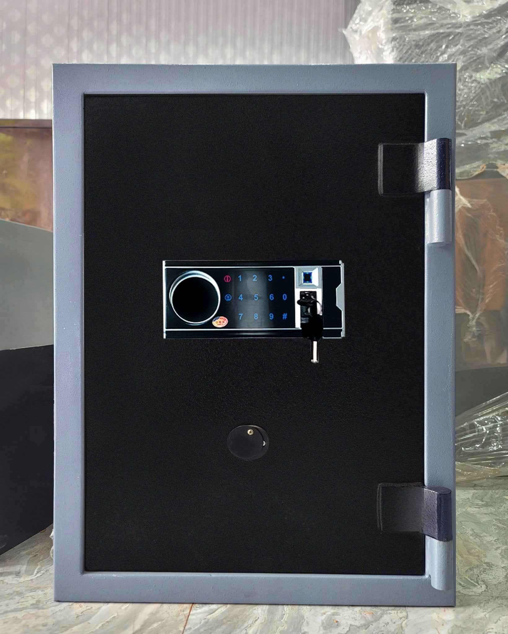 Black heavy duty security safe with digital keypad and handle lock Bio-Metric Safe FRB-N28