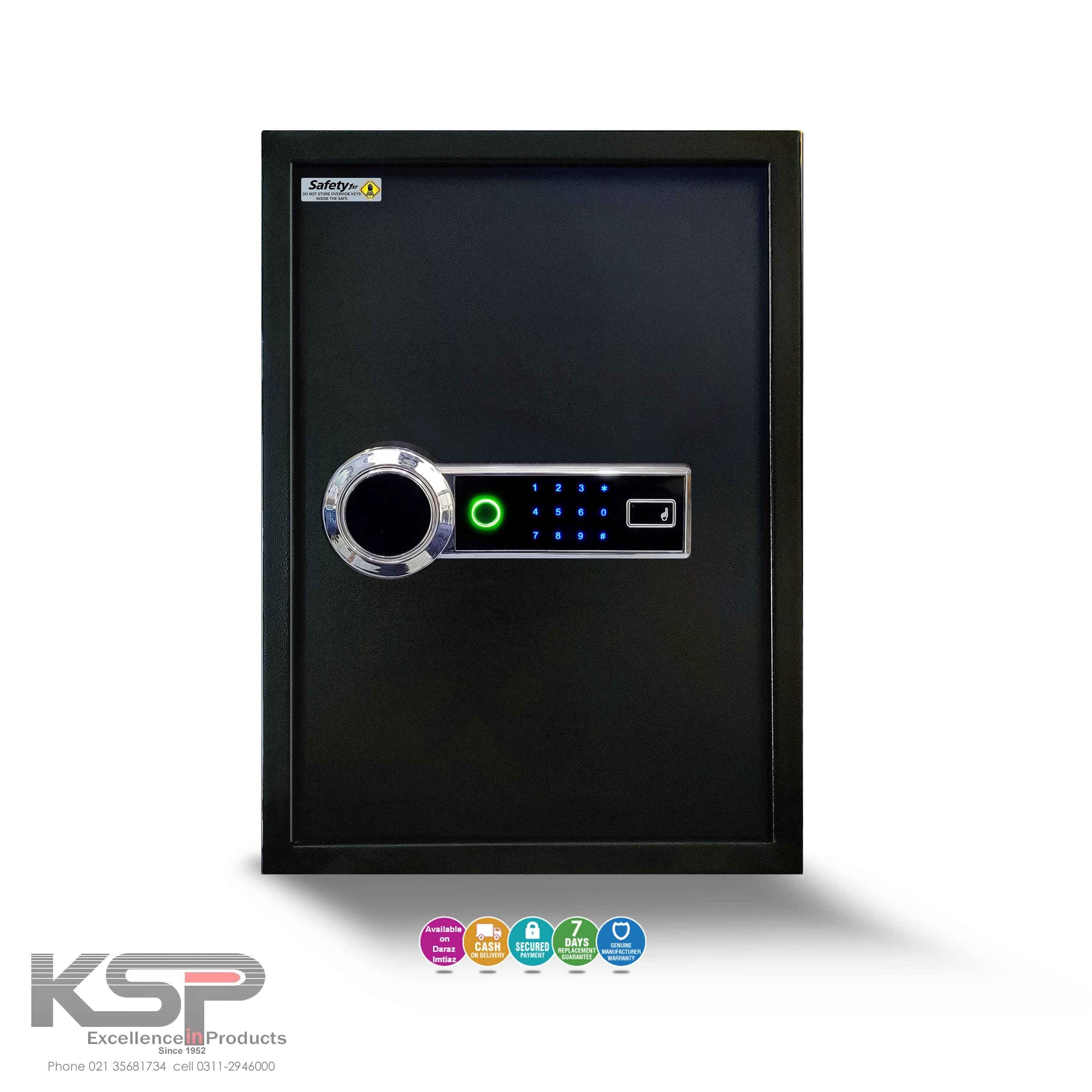 Digital Biometric Locker EB-50 black security safe with circular fingerprint scanner numeric LED keypad