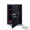 Digital Biometric Locker EB-50 black security safe with circular fingerprint scanner numeric LED keypad