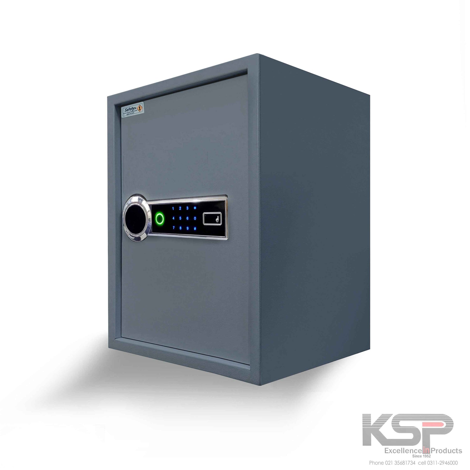 KSPSafe Vault grey secure box with keypad and fingerprint scanner Digital Biometric Locker EB-50