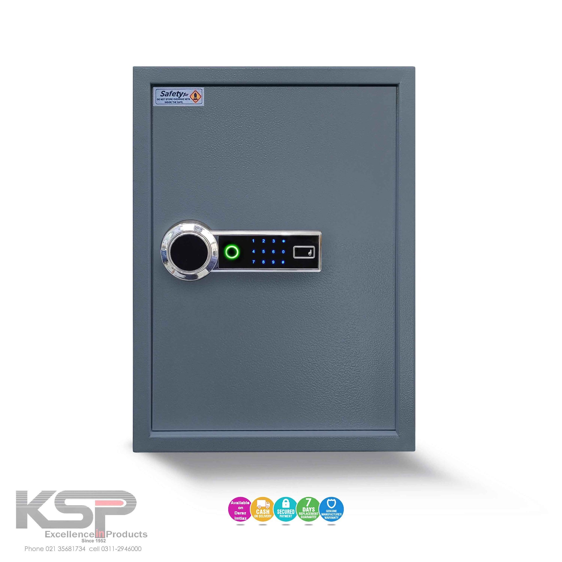 Digital Biometric Locker EB-50 gray security safe with fingerprint scanner touchscreen keypad and compact design