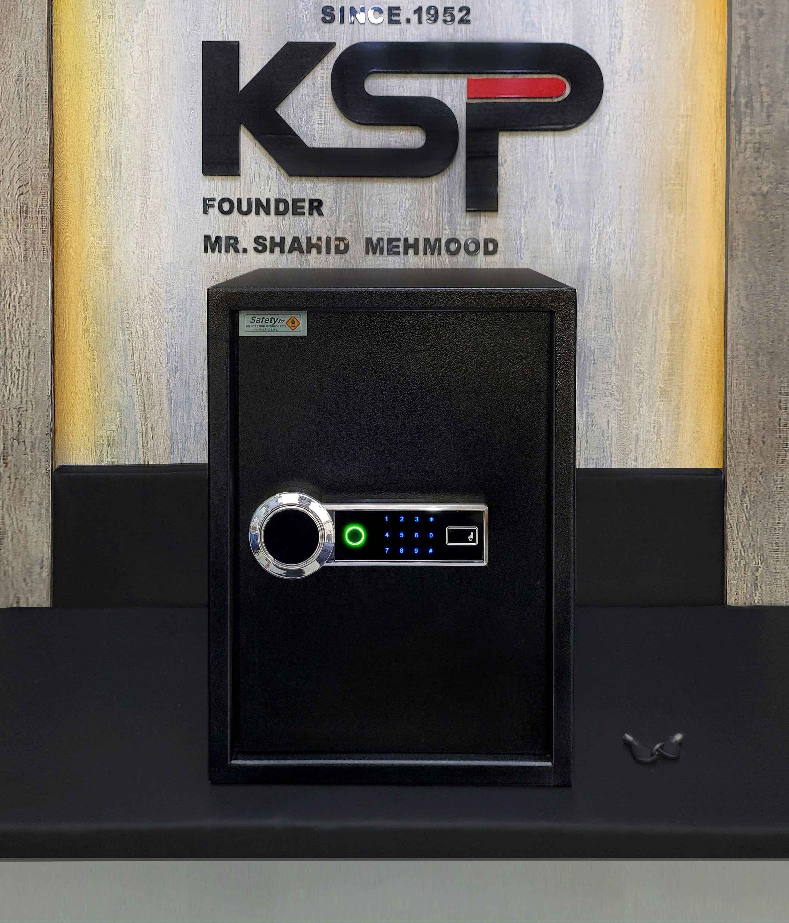 KSPSafe and Vault black security safe with digital keypad and fingerprint scanner Digital Biometric Locker EB-50