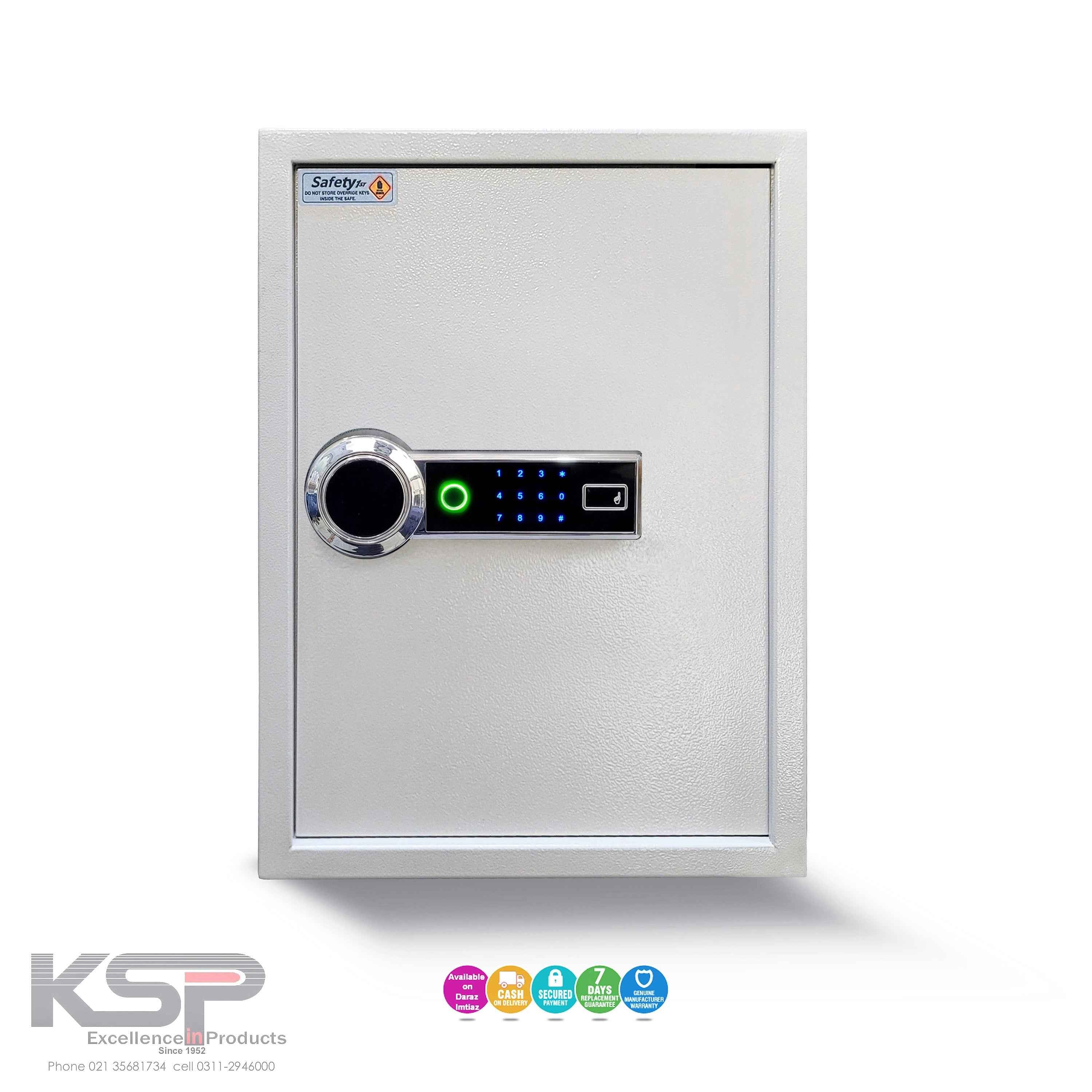 KSPSafeVault Digital Biometric Locker EB-50 white steel safe with fingerprint scanner and touchscreen keypad