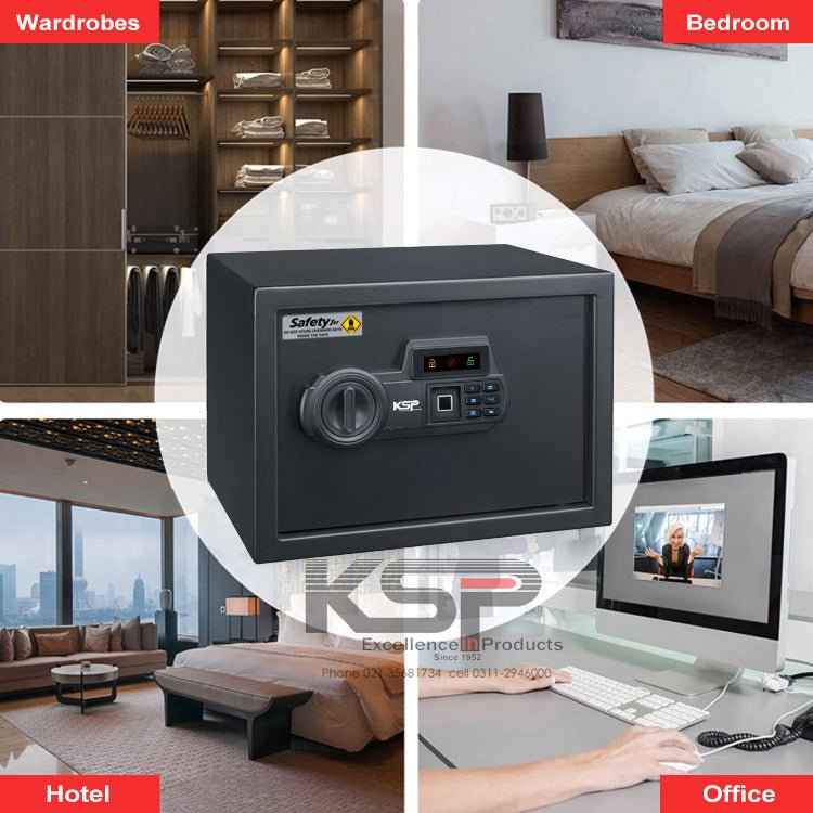 KSP Safe&Vault Digital Biometric Locker EBN-25 black security safe for home office hotel and bedroom use