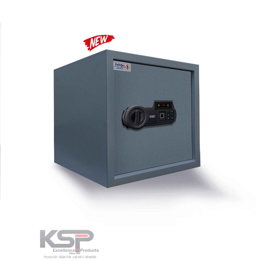 Digital Biometric Locker EBN-30 KSP branded gray compact security safe with keypad and fingerprint reader