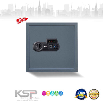 Digital Biometric Locker EBN-30 KSP branded gray compact security safe with keypad and fingerprint reader