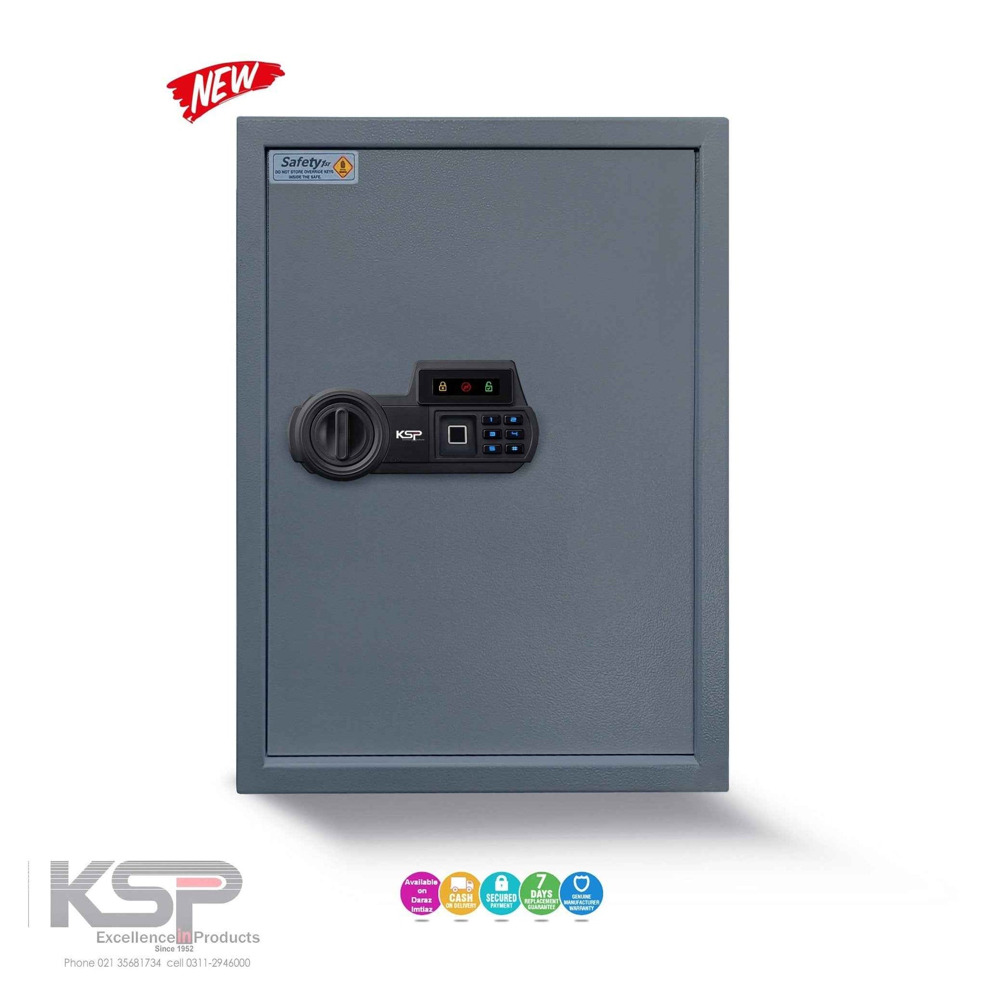 KSPSafe Vault gray security safe with keypad fingerprint sensor and turn knob Digital Biometric Locker EBN-50