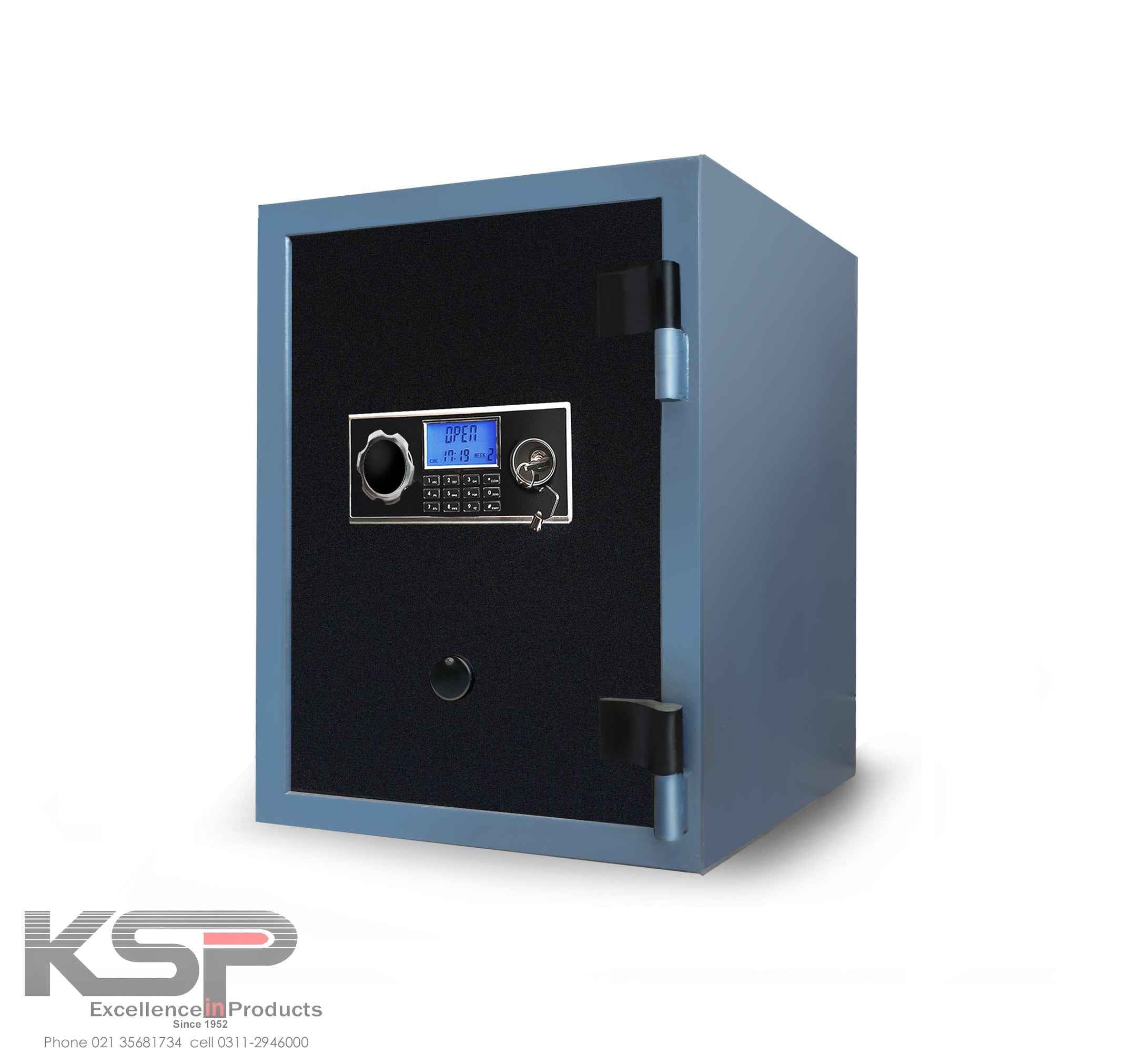 Blue KSP security safe with digital keypad and lock, Digital Fire Resistence FRD-24. Protects documents and valuables