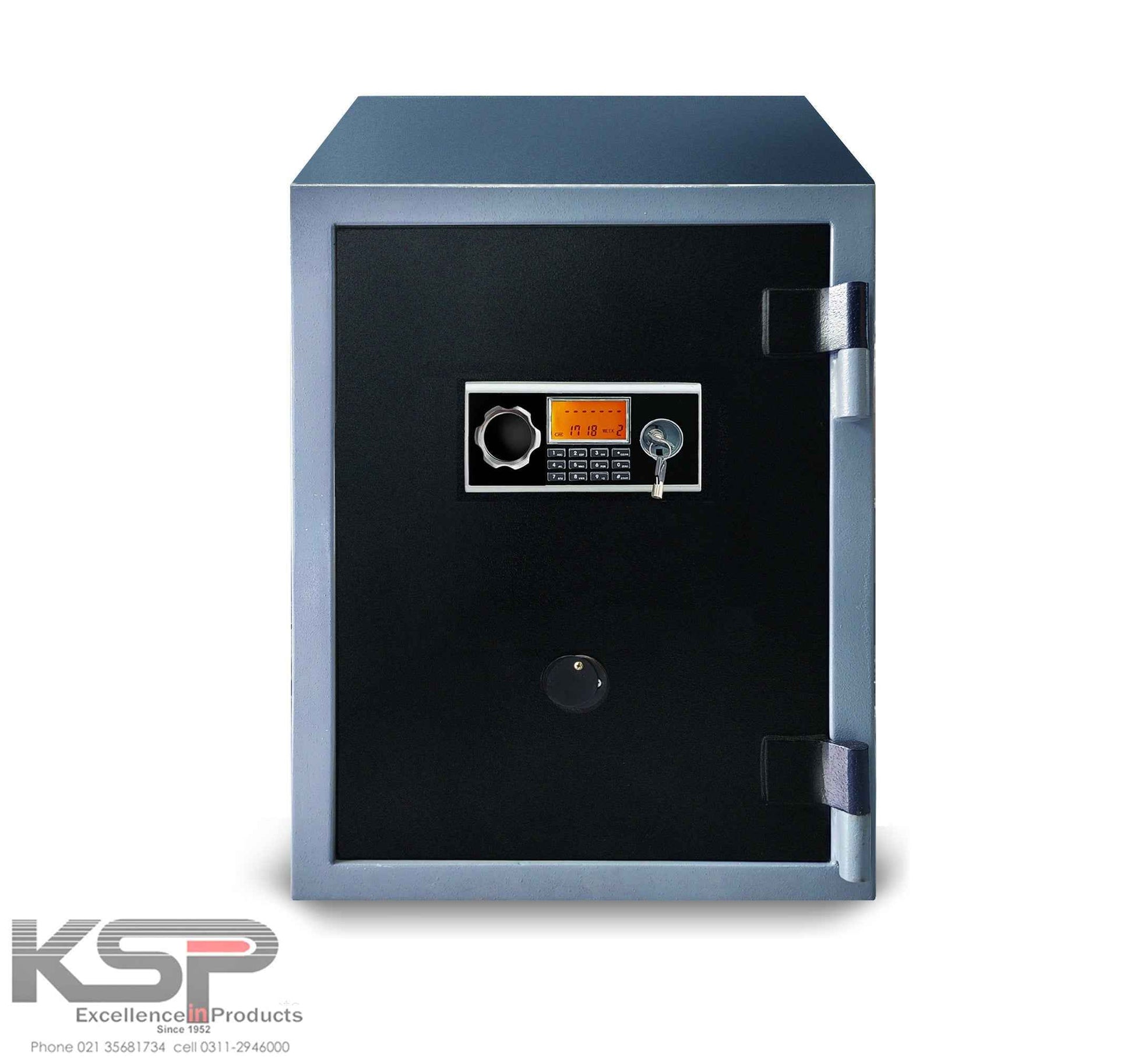 KSPSafe Vault digital security safe with keypad and key lock and silver trim Digital Fire Resistence FRD-28
