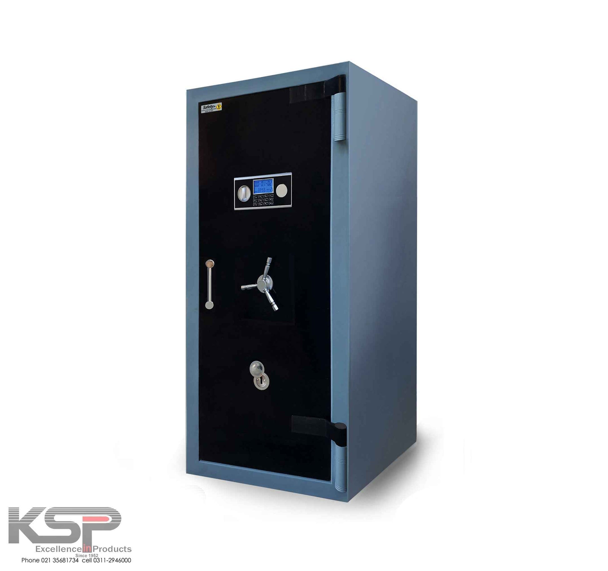 KSPSafe and Vault Digital Fire Resistence FRD-54 tall security safe with electronic keypad key lock and three spoke handle