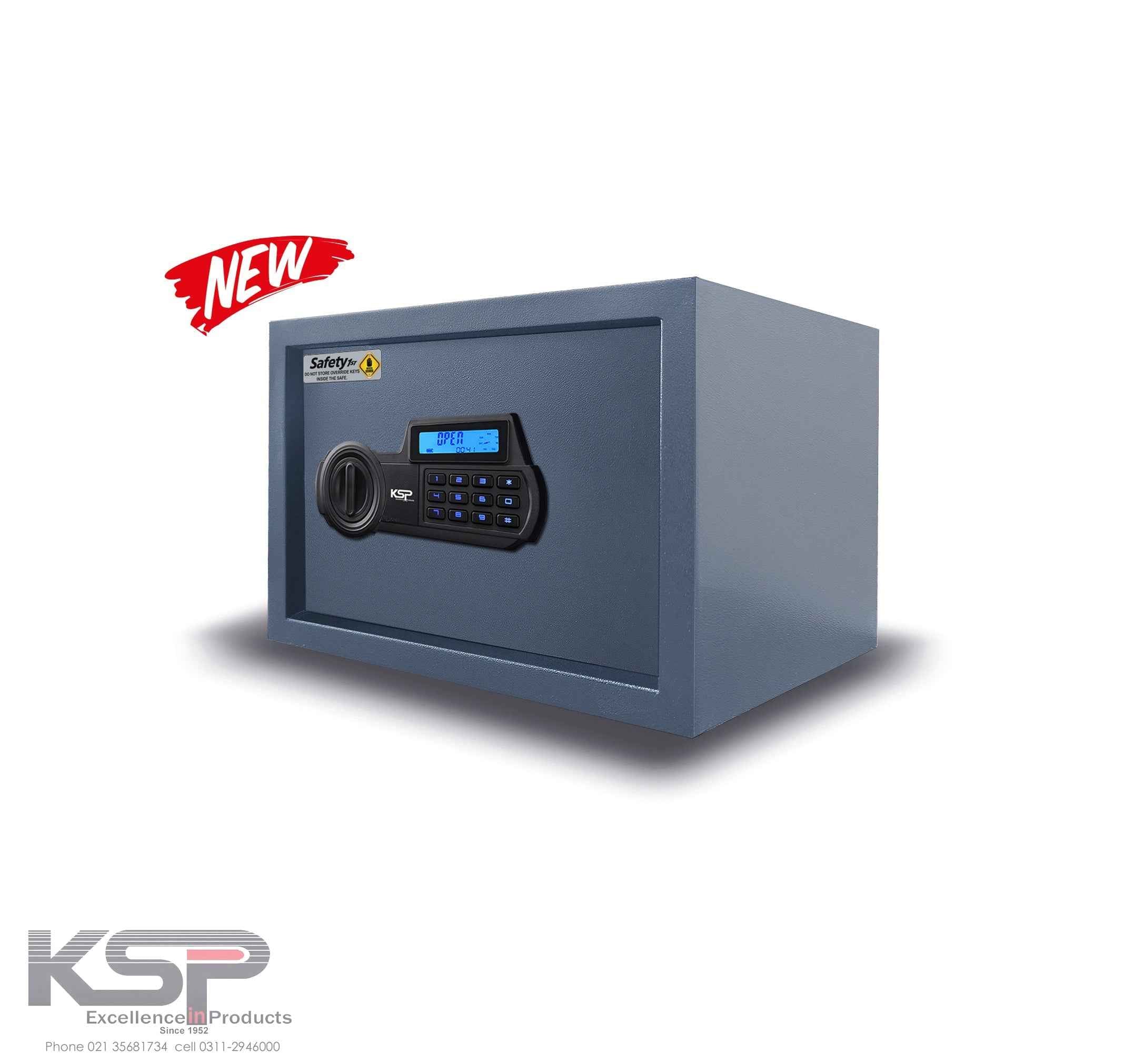 KSP Digital Locker ECN-25 electronic security safe in gray with keypad lock illuminated display