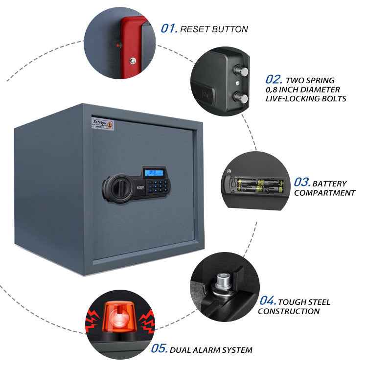 KSPSafe&Vault Digital Locker ECN-30 security safe with digital keypad, steel construction, dual alarms, and live-locking bolts