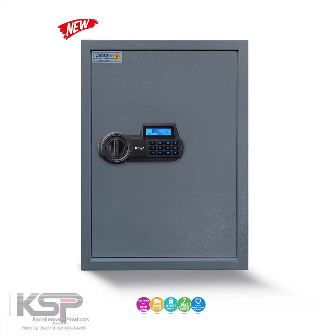 KSPSafe&Vault Digital Locker ECN-50 security safe with electronic keypad and digital display in gray