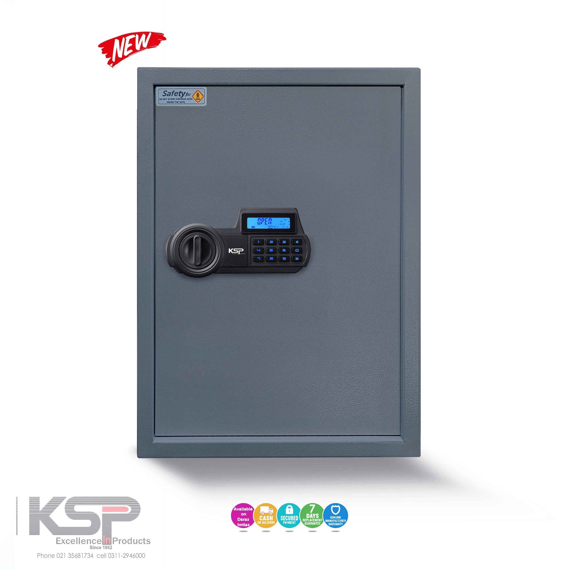 KSPSafe&Vault Digital Locker ECN-50 security safe with electronic keypad and digital display in gray