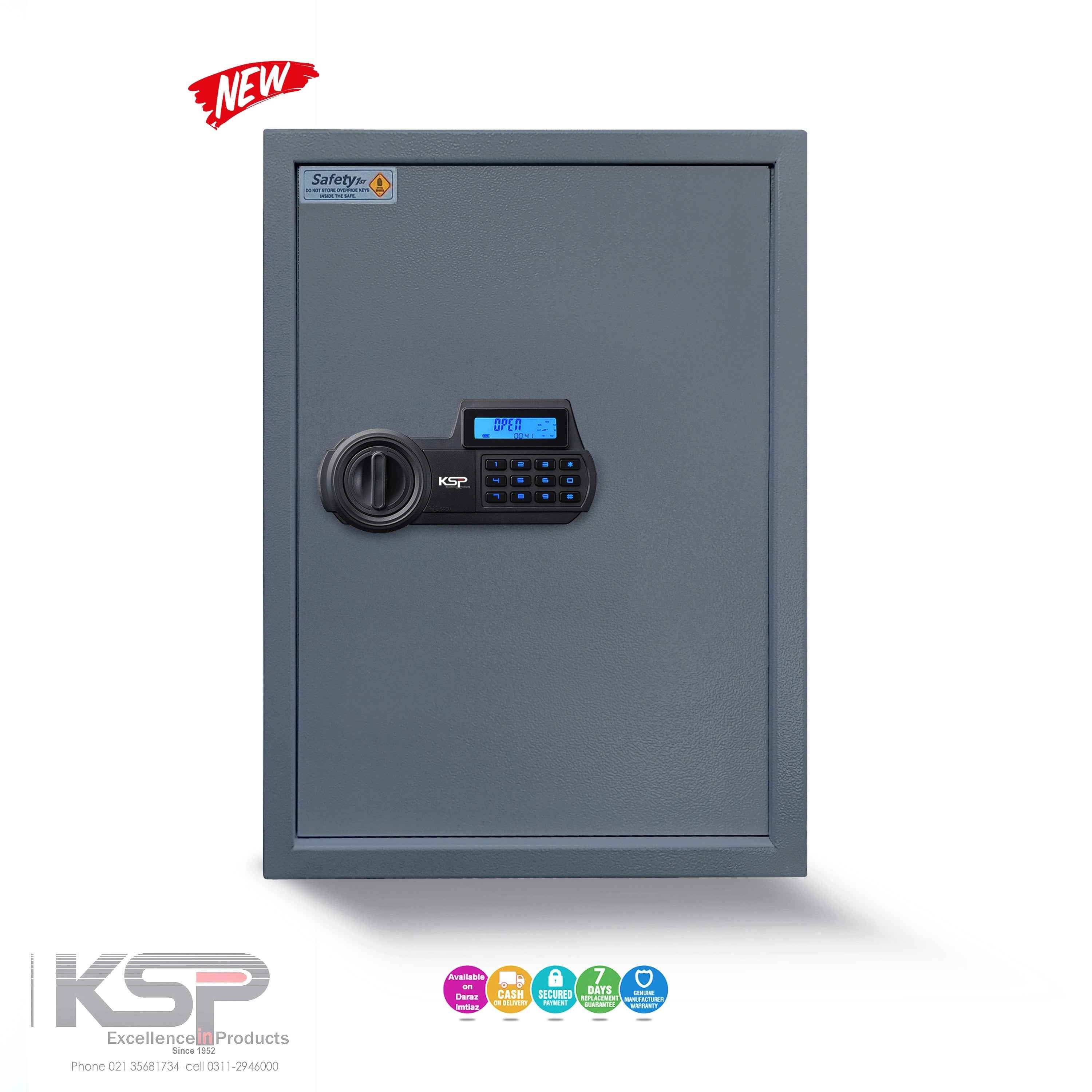 KSPSafe&Vault Digital Locker ECN-50 security safe with electronic keypad and digital display in gray