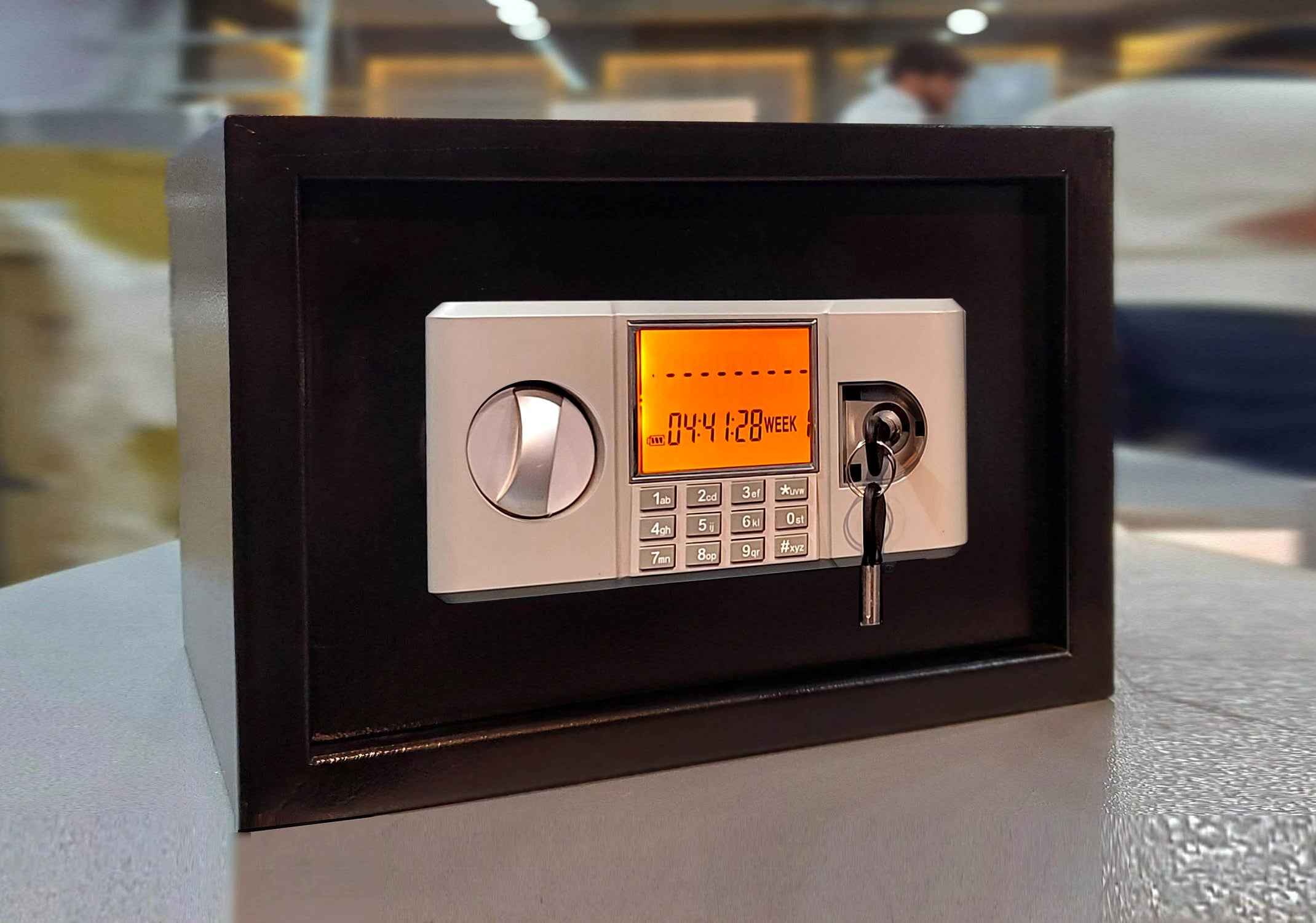 KSPSafe&Vault Digital Locker ED-25 with digital keypad and key lock in black compact safe