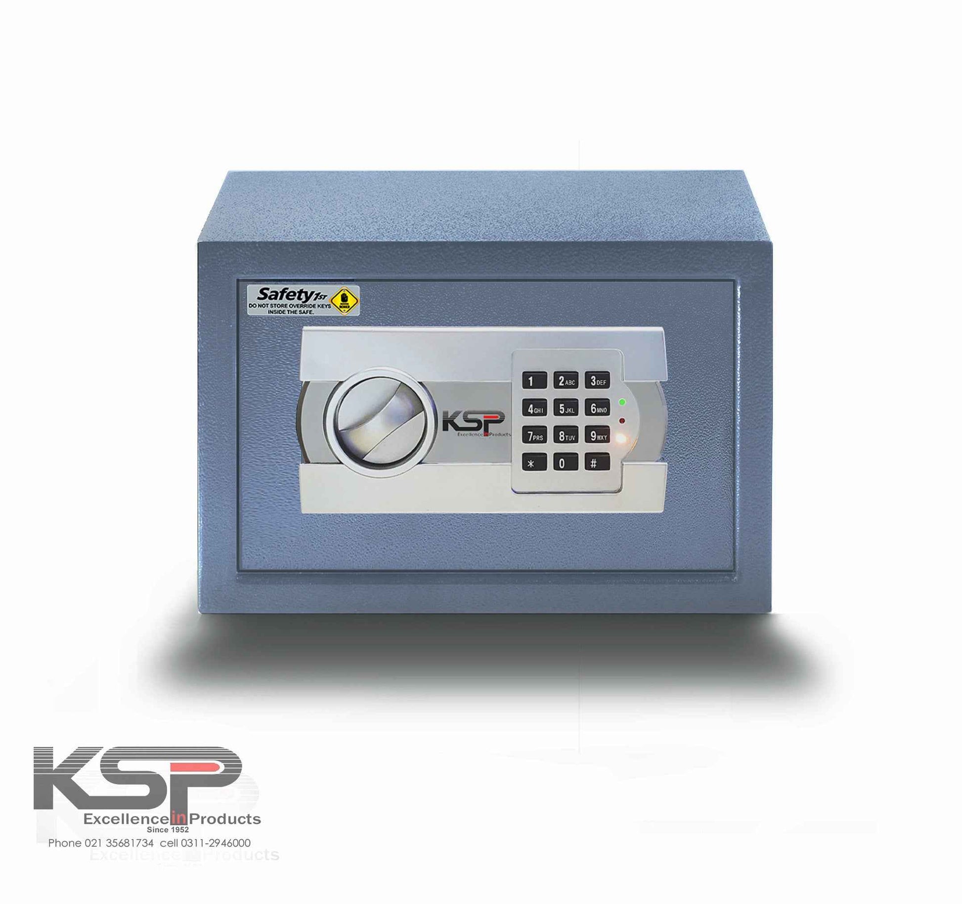 KSPSafe Vault Digital Locker EG-20 compact electronic safe with numeric keypad and rotary handle in gray