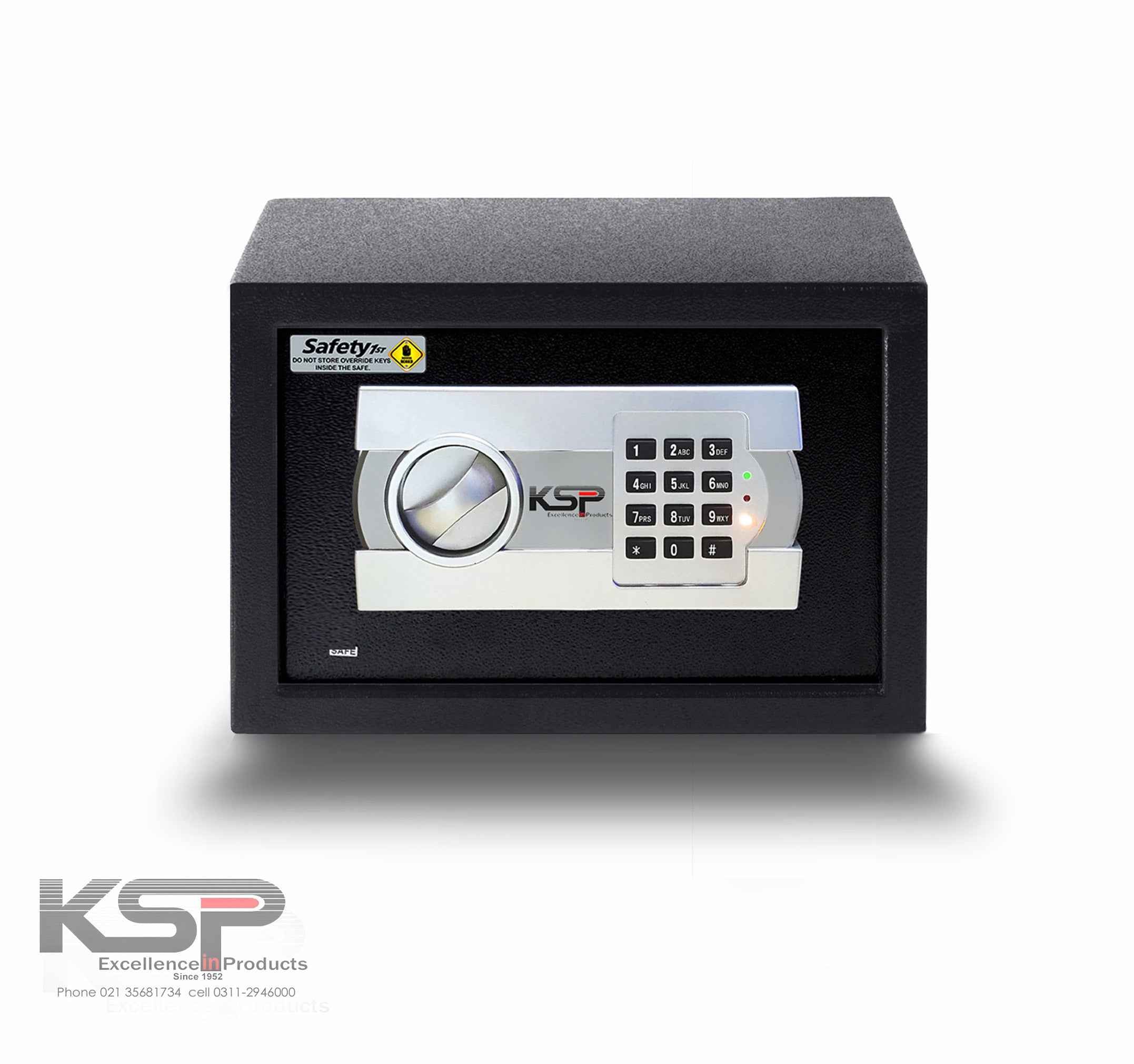 KSPSafe Vault Digital Locker EG-20 small black electronic safe with keypad and dial for home security