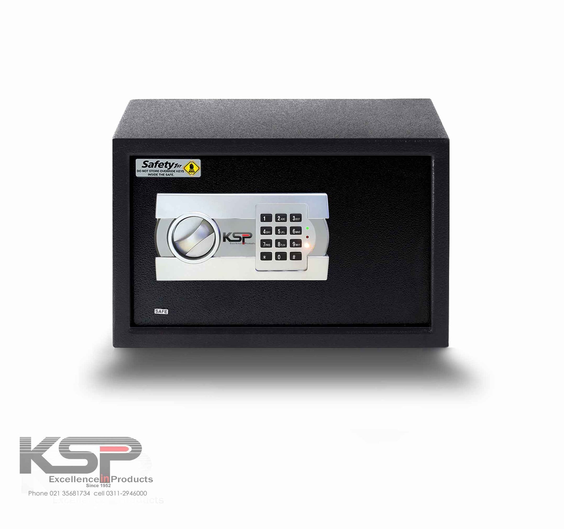 KSPSafeVault Digital Locker EG-25 compact black security safe with electronic keypad and rotary handle