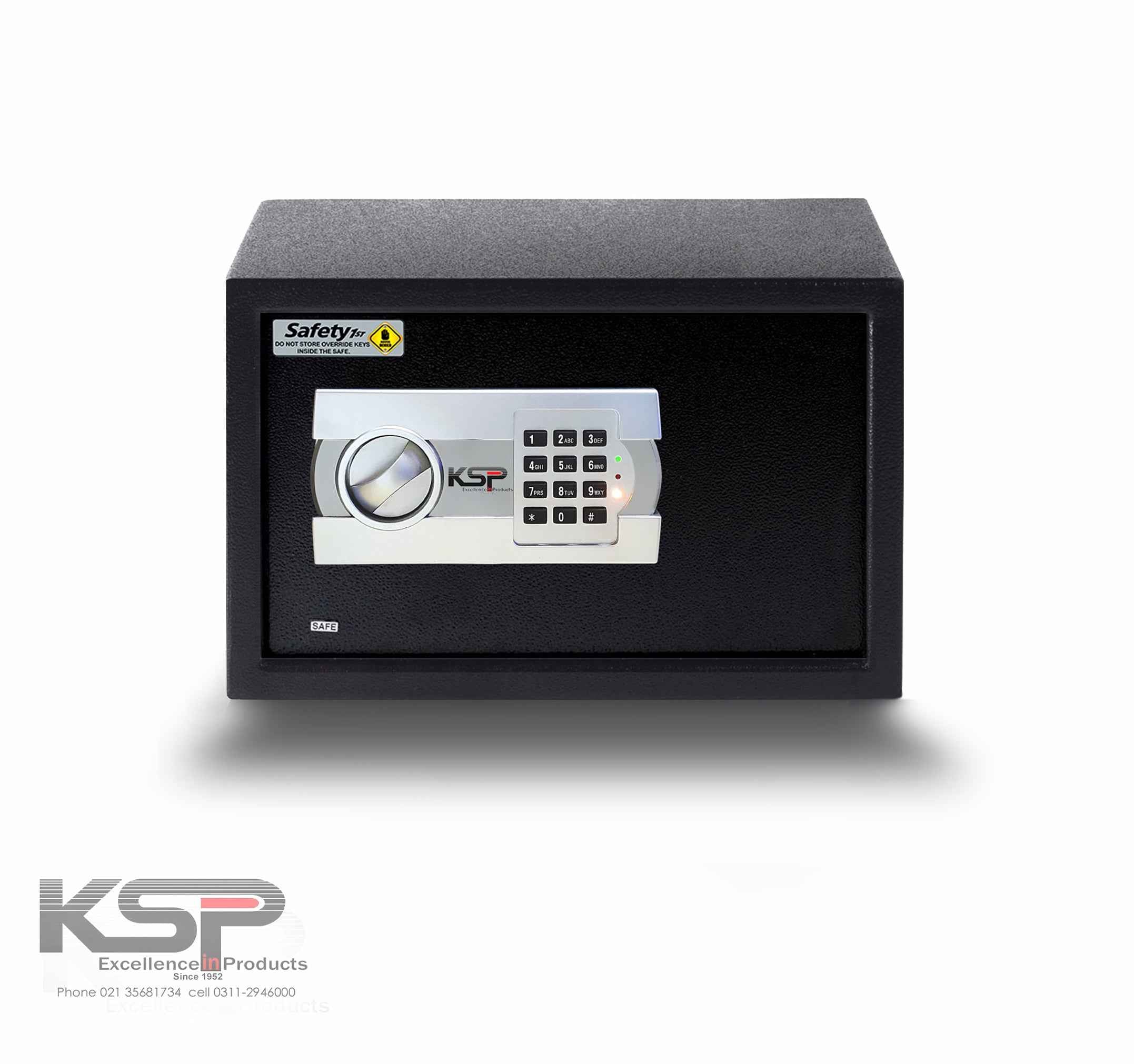 KSPSafeVault Digital Locker EG-25 compact black security safe with electronic keypad and rotary handle