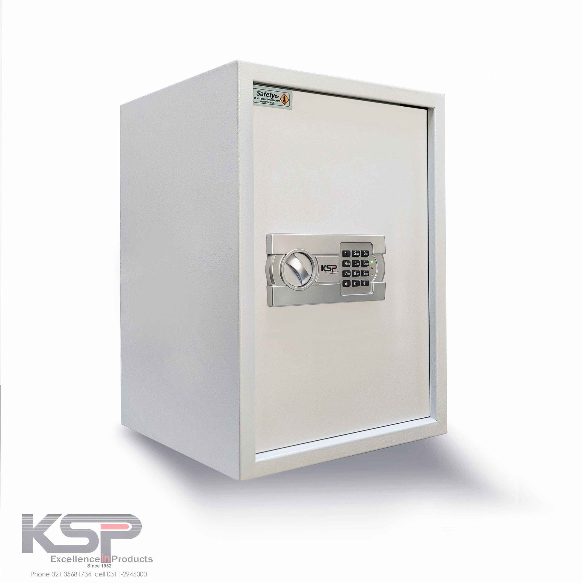 KSPSafe&Vault Digital Locker EG-50 white security safe with electronic keypad and rotating handle
