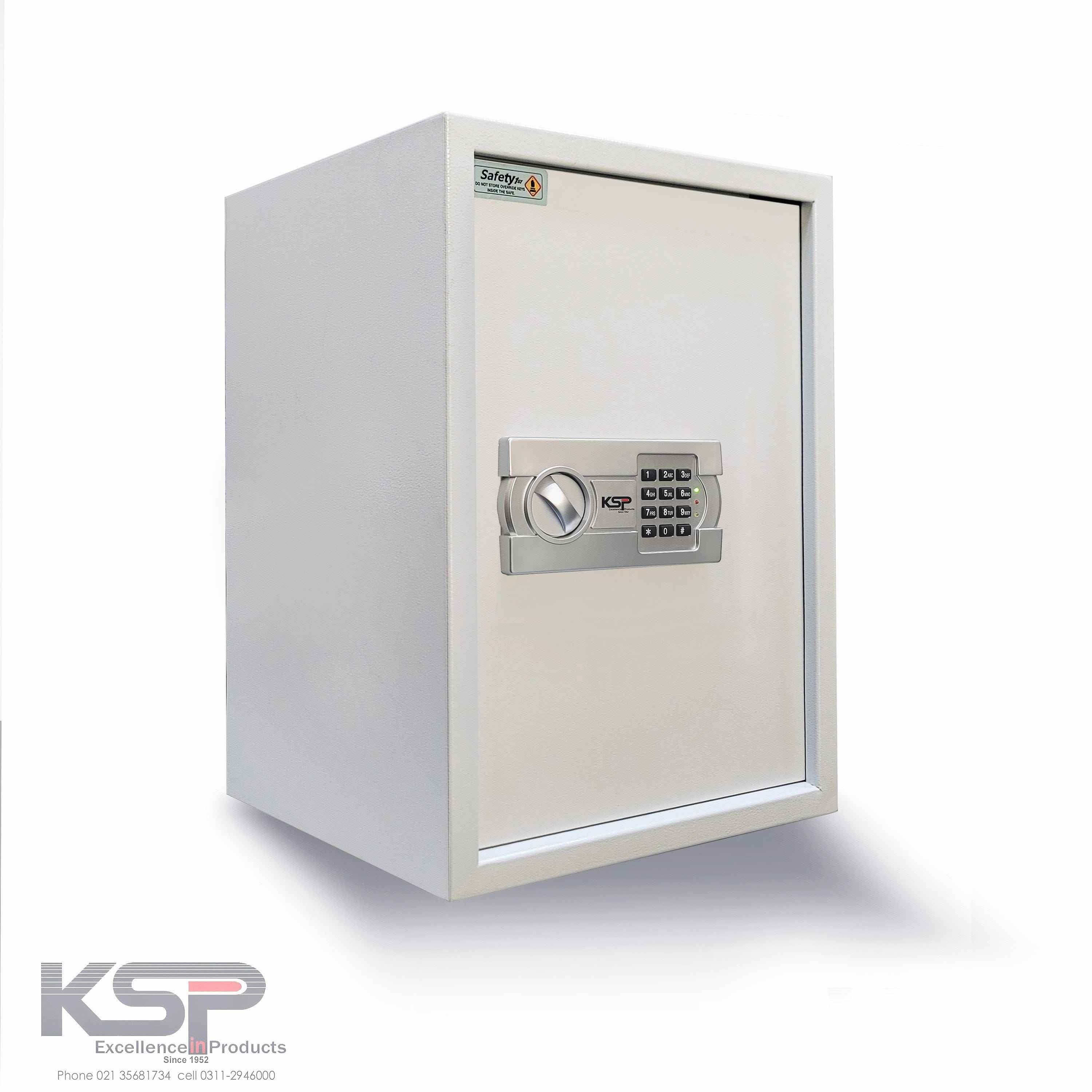 KSPSafe&Vault Digital Locker EG-50 white security safe with electronic keypad and rotating handle