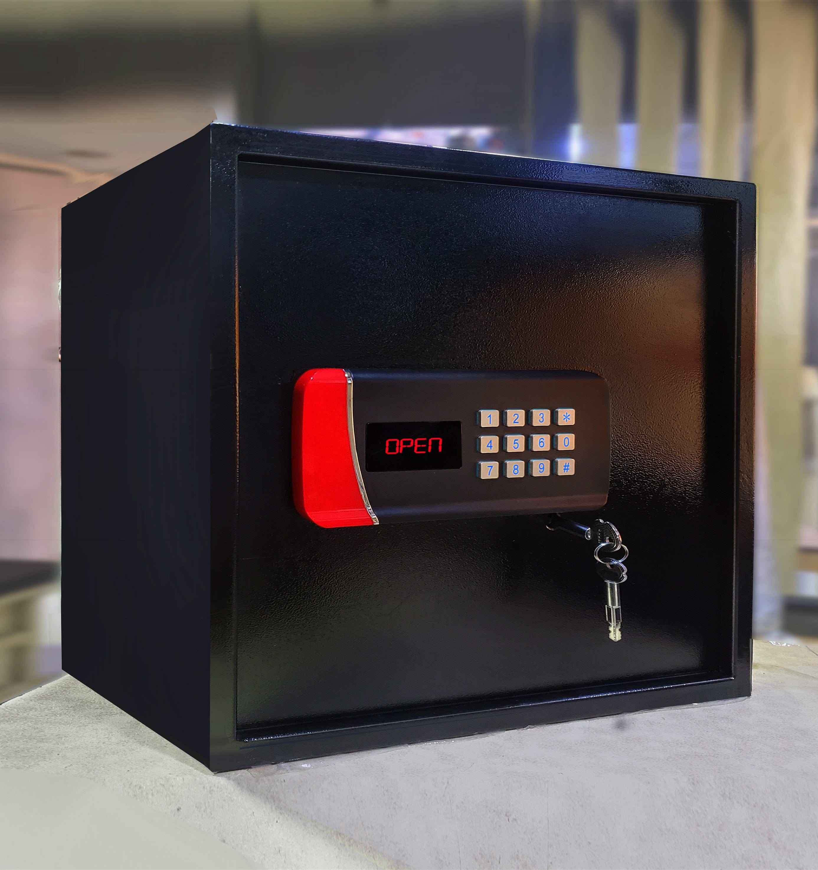 KSPSafe&Vault Digital Locker EM-30 black security safe with electronic keypad and key lock