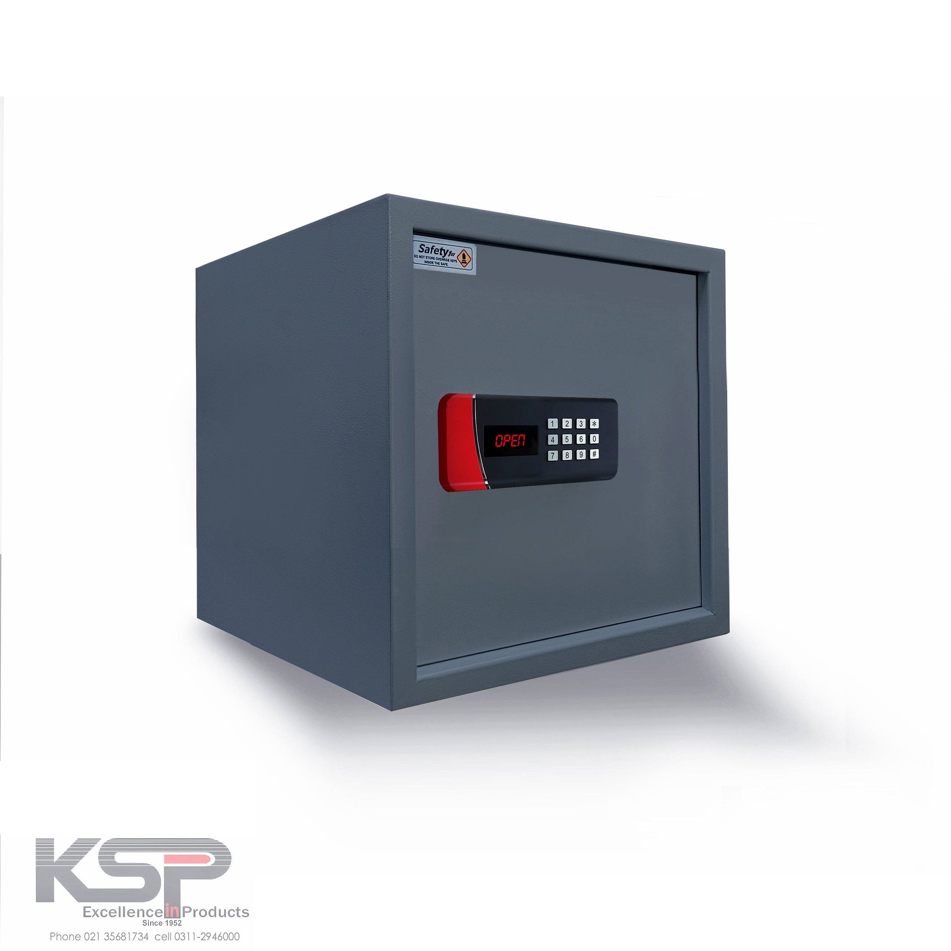 KSPSafe&Vault Digital Locker EM-30 gray security safe with electronic keypad and open display