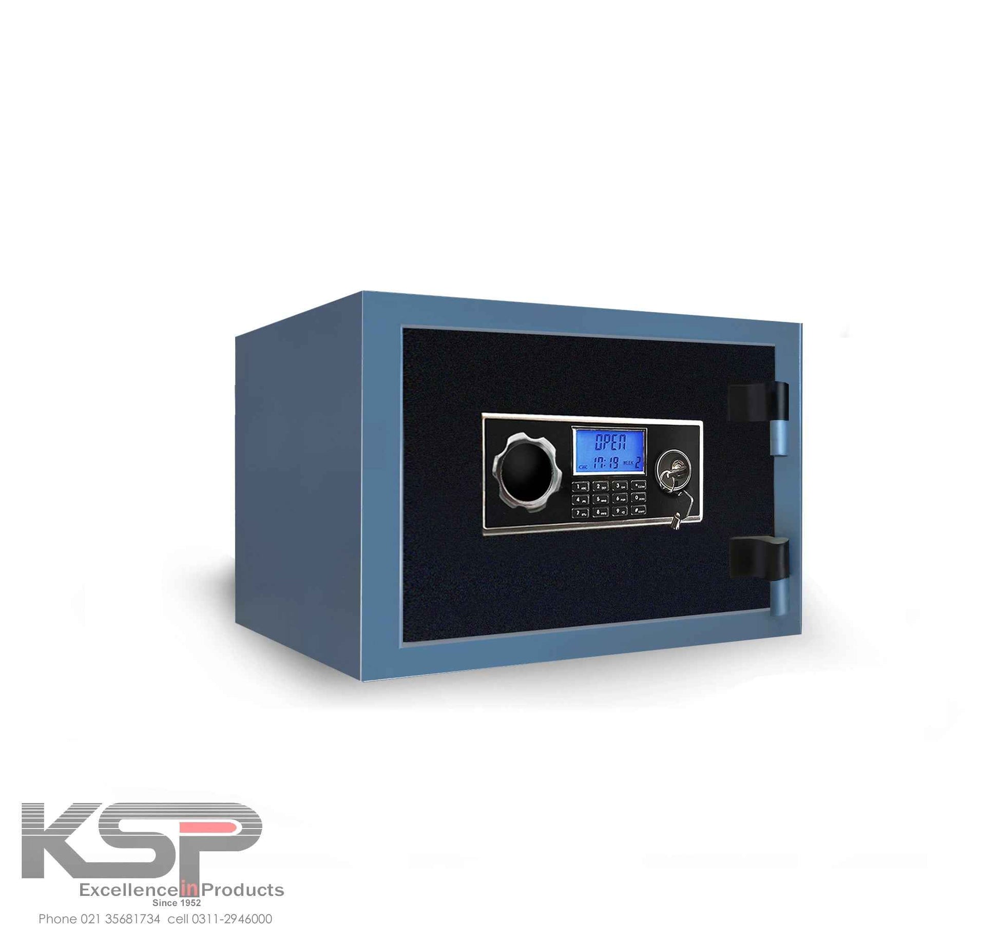 KSPSafe Vault compact blue digital Security Safes with keypad LCD display and dual bolt lock