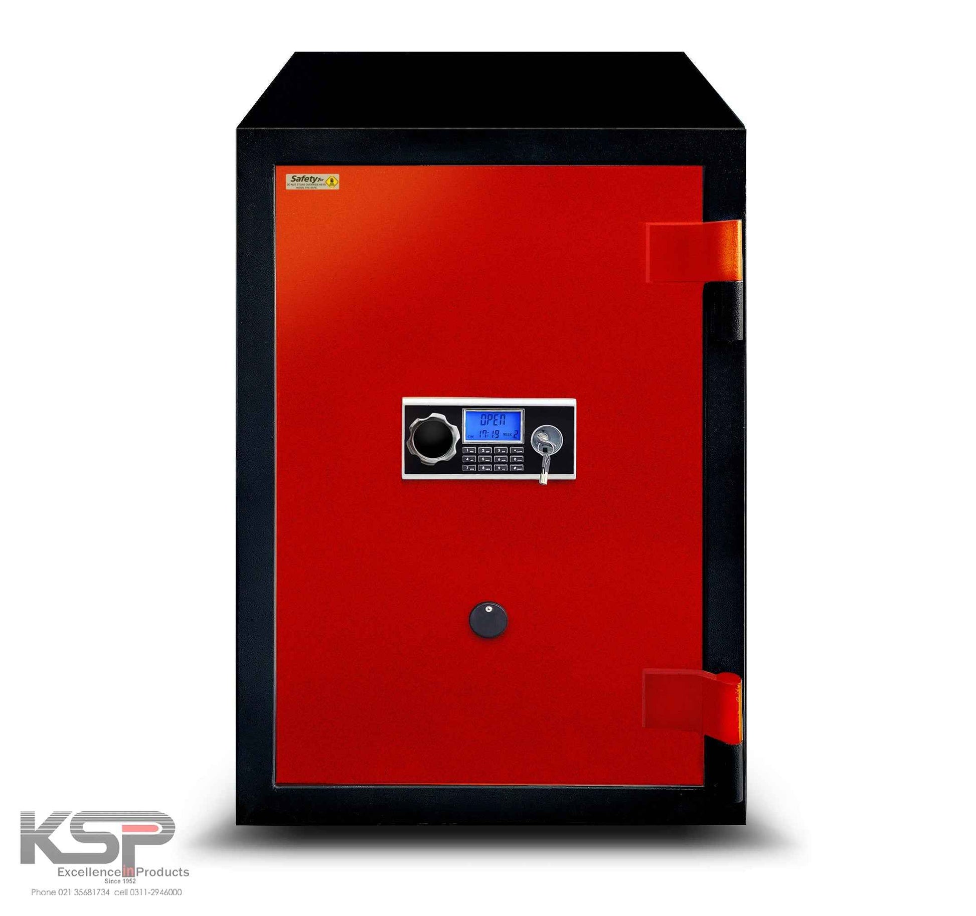KSPSafe Vault red and black security safe with digital keypad dial and key lock Digital Fire Resistence FRD-36