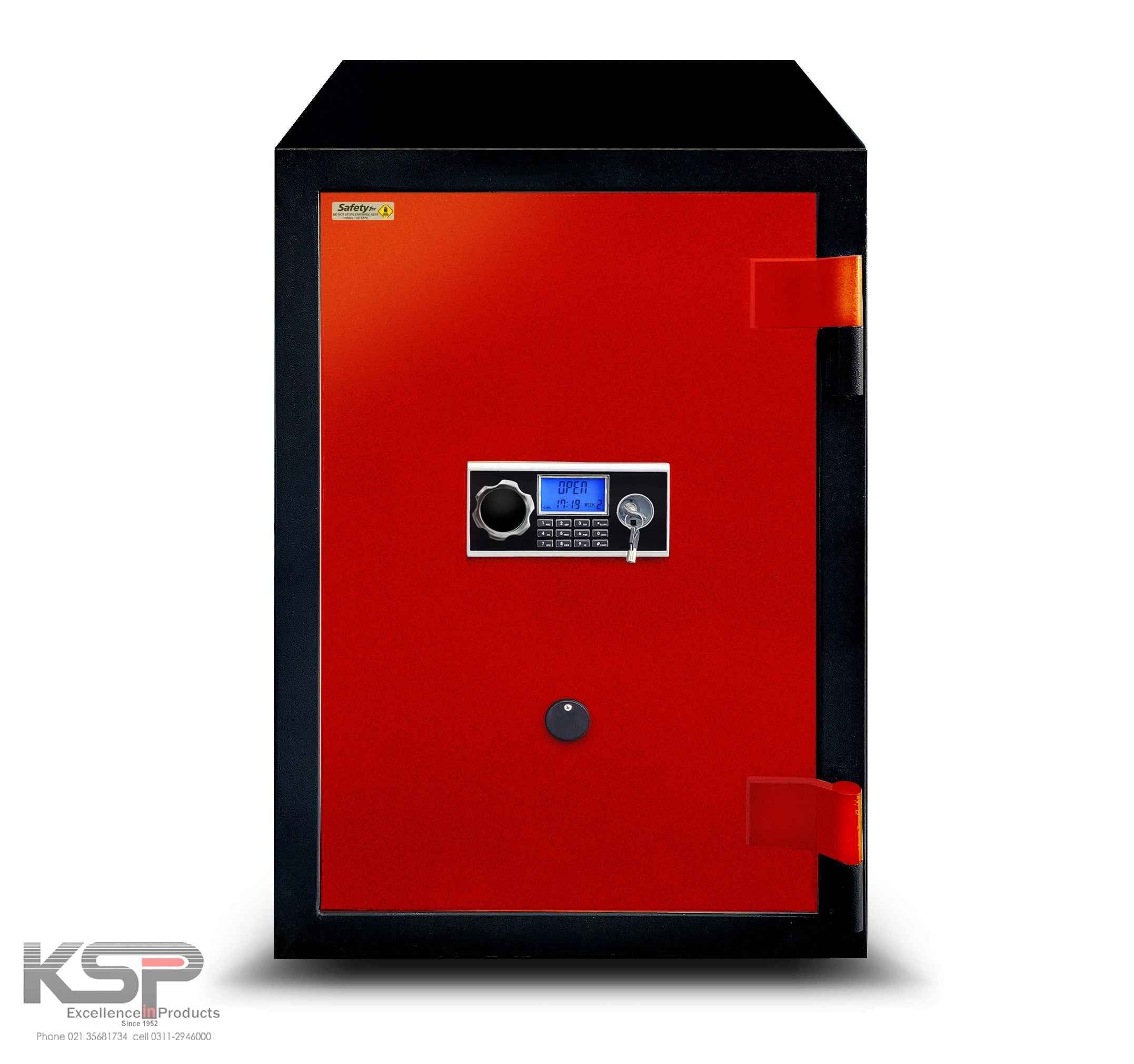 KSPSafe Vault red and black security safe with digital keypad dial and key lock Digital Fire Resistence FRD-36