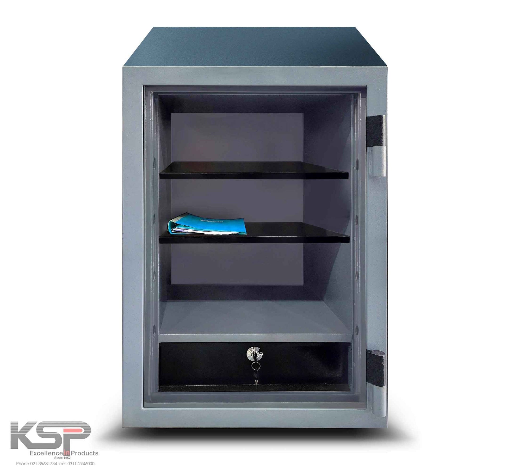 KSPSafe Vault Digital Fire Resistence FRD-36 gray fireproof safe with glass door three shelves and lockable drawer