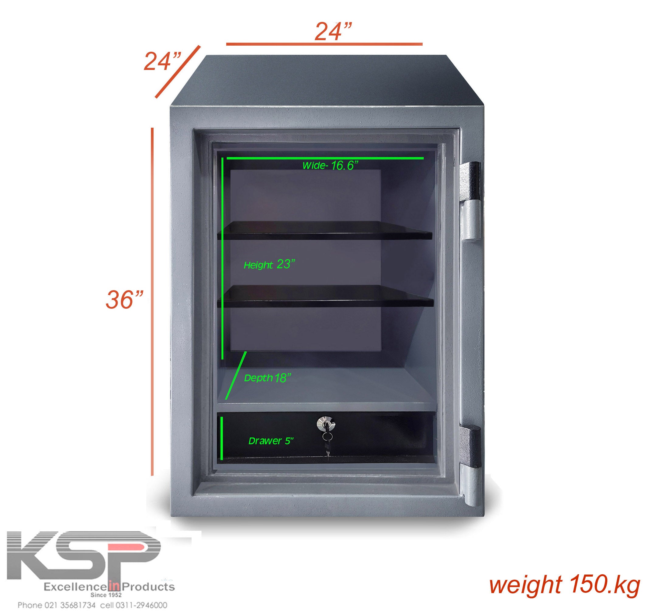 KSP FR-36 Manual Fire Resistance Safe with Biometric Keypad and Gray Finish